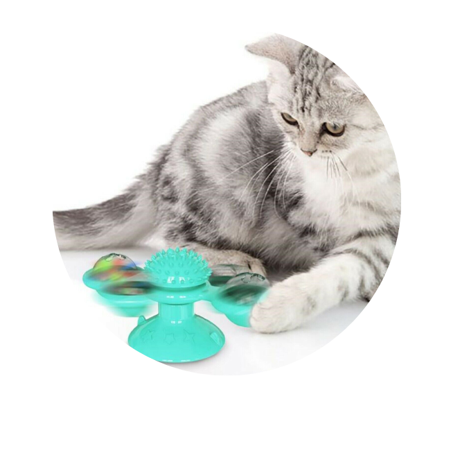 Gioco Interattivo a Mulino a Vento per Gatti con Erba Gatta e Funzione Massaggiagengive